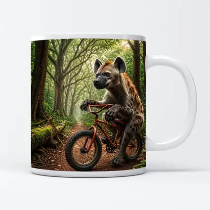Hyena Riding Bicycle Through Forest Path