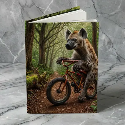 Hyena Riding Bicycle Through Forest Path