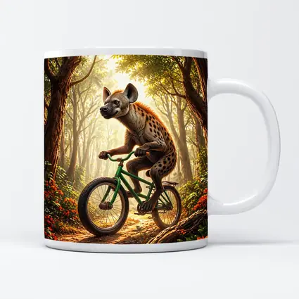 Hyena Riding Bicycle Through Forest