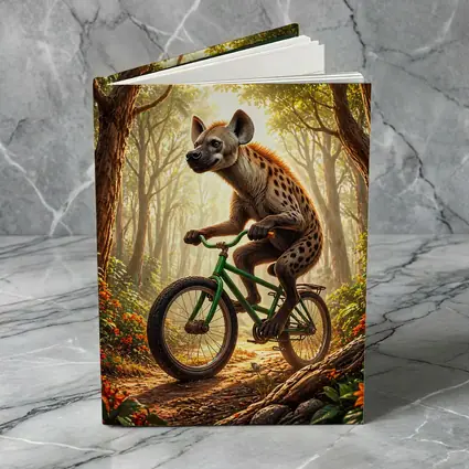 Hyena Riding Bicycle Through Forest
