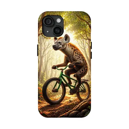 Hyena Riding Bicycle Through Forest