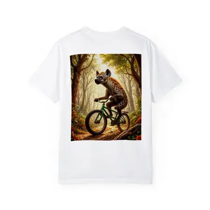 Hyena Riding Bicycle Through Forest