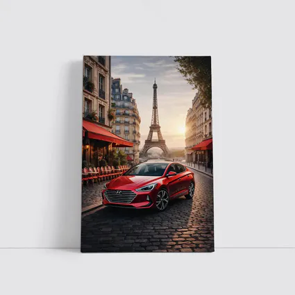 Hyundai Elantra Red Car Paris Street