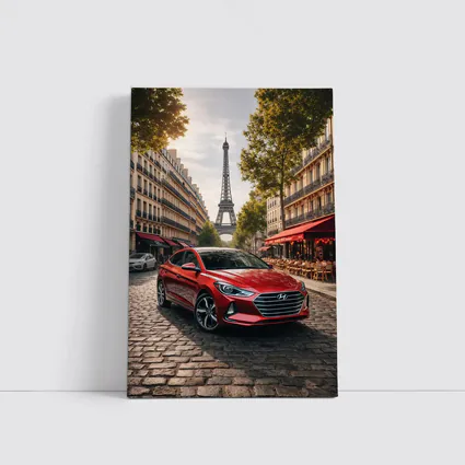 Hyundai Elantra Red Car Paris Street