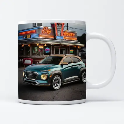 Hyundai Kona Parked Outside Retro Diner