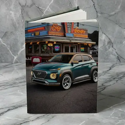 Hyundai Kona Parked Outside Retro Diner