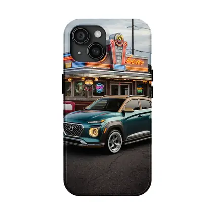 Hyundai Kona Parked Outside Retro Diner