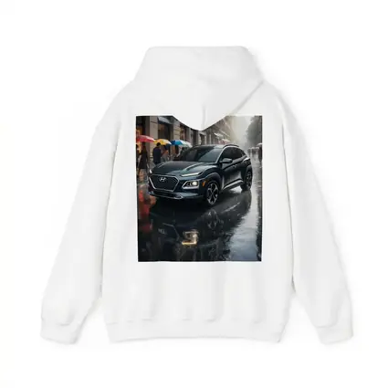 Hyundai Kona Parked On Rainy City Street