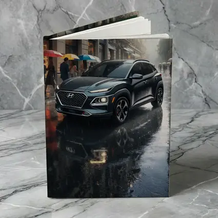 Hyundai Kona Parked On Rainy City Street