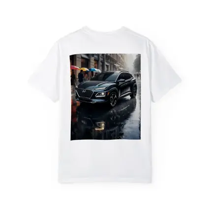 Hyundai Kona Parked On Rainy City Street