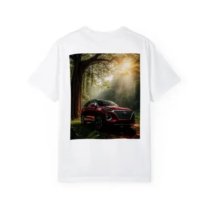 Hyundai SUV Parked in Sunlit Forest