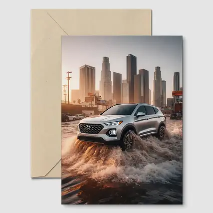 Hyundai Santa Fe Driving Flooded Los Angeles Streets