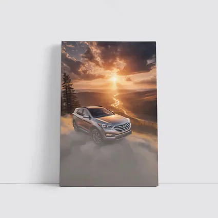 Hyundai Santa Fe Golden Sunset Landscape