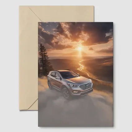 Hyundai Santa Fe Golden Sunset Landscape