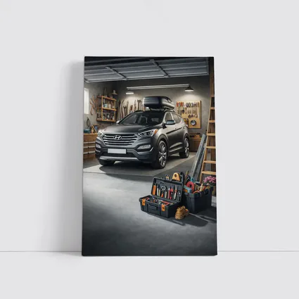Hyundai Santa Fe SUV in Workshop Garage