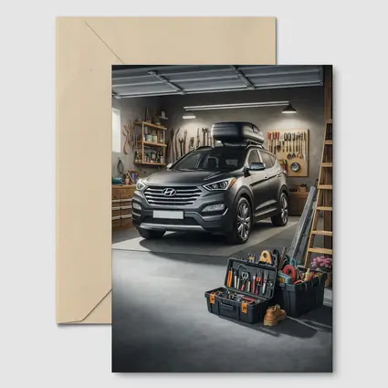 Hyundai Santa Fe SUV in Workshop Garage