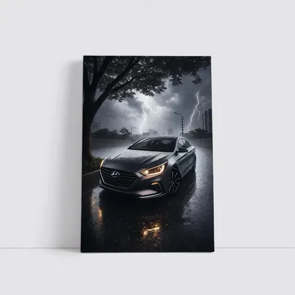 Hyundai Sonata In Dramatic Thunderstorm Rain