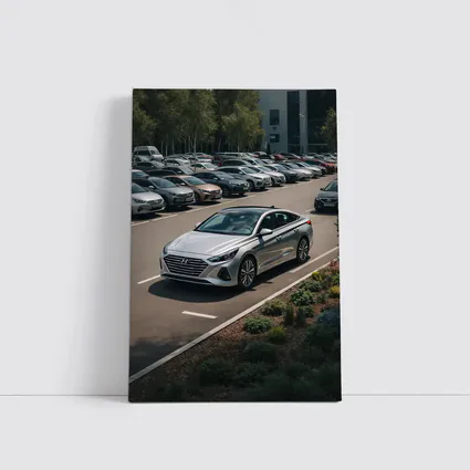 Hyundai Sonata Silver Sedan Parking Lot