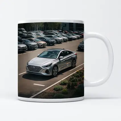 Hyundai Sonata Silver Sedan Parking Lot