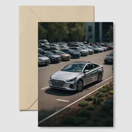 Hyundai Sonata Silver Sedan Parking Lot