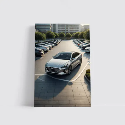 Hyundai Sonata Silver Sedan Parking Lot