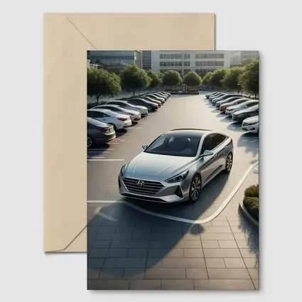 Hyundai Sonata Silver Sedan Parking Lot