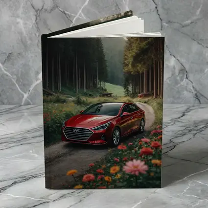 Hyundai Sonata Red Sedan Forest Road