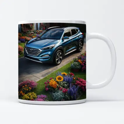 Hyundai Tucson Blue SUV Garden Driveway
