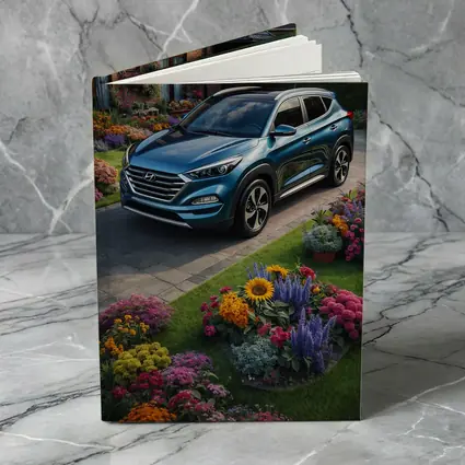 Hyundai Tucson Blue SUV Garden Driveway