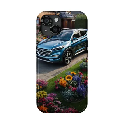 Hyundai Tucson Blue SUV Garden Driveway