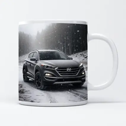 Hyundai Tucson SUV Snowy Winter Forest Road