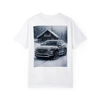 Hyundai Tucson SUV Snowy Winter Cabin Scene