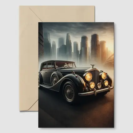 Bentley Classic Car Dark City Skyline