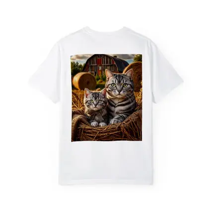 Tabby Cats Sitting In Farm Barn