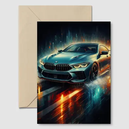 BMW M8 Rainy Night Digital Art