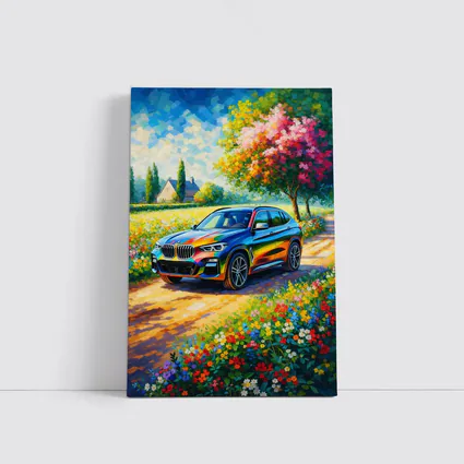 BMW X3 Impressionist Oil Painting Countryside