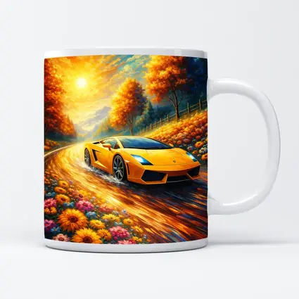 Lamborghini Gallardo Yellow Impressionist Road Art