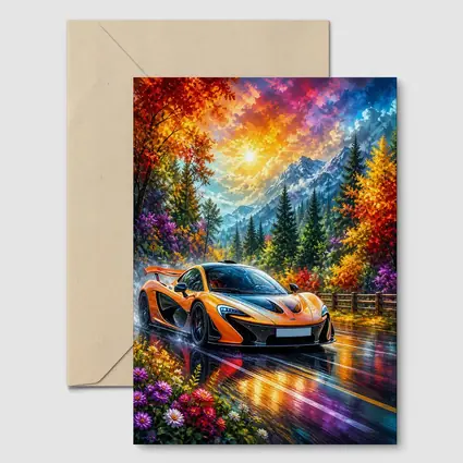 McLaren P1 Orange Supercar Autumn Mountain Road