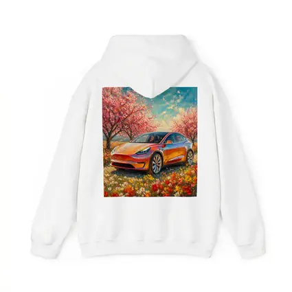 Tesla Model Y Orange Impressionist Blossom Field