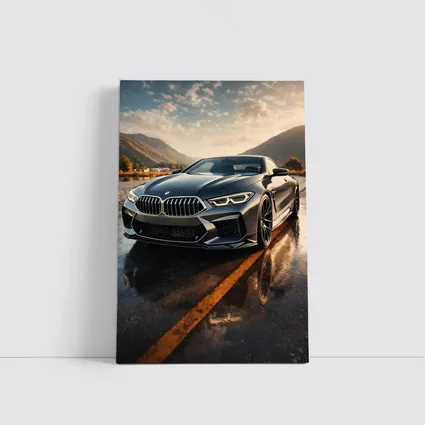 BMW M8 Coupe Wet Road Mountain Backdrop