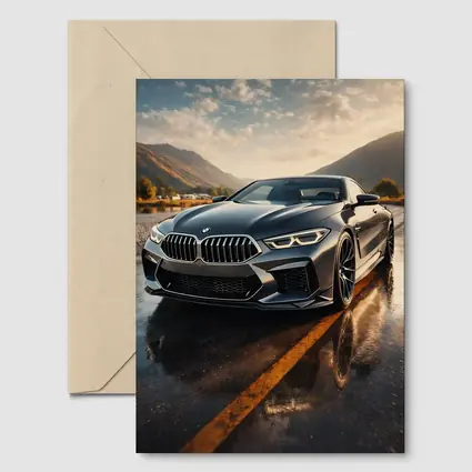 BMW M8 Coupe Wet Road Mountain Backdrop