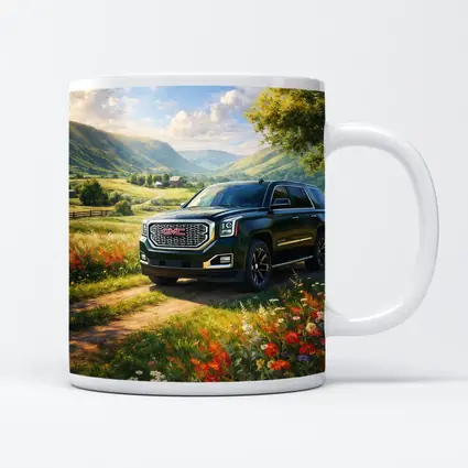 GMC Yukon Dark Green Rural Countryside Scene