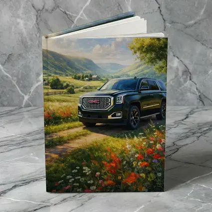 GMC Yukon Dark Green Rural Countryside Scene