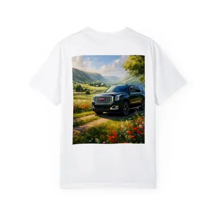 GMC Yukon Dark Green Rural Countryside Scene