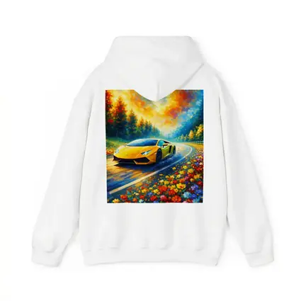 Yellow Lamborghini Gallardo Impressionist Floral Road