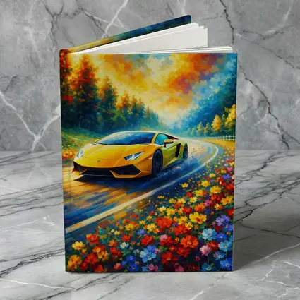 Yellow Lamborghini Gallardo Impressionist Floral Road