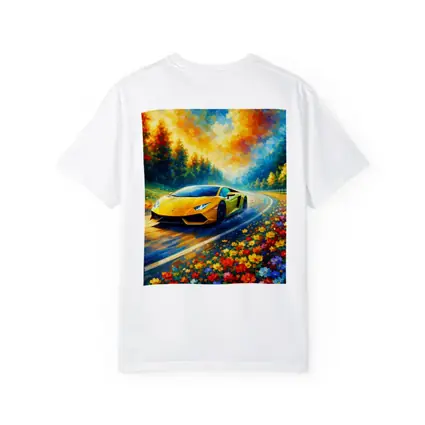Yellow Lamborghini Gallardo Impressionist Floral Road