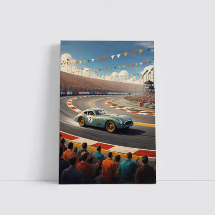 Vintage Racing Car Classic Track Crowd Scene