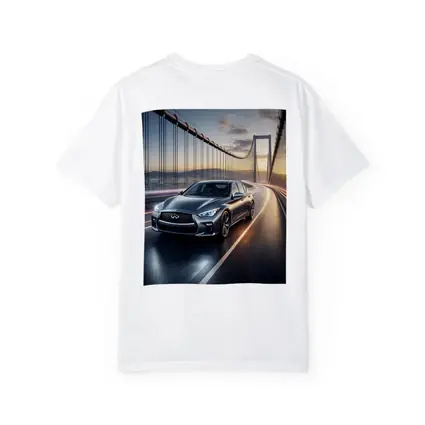 Infiniti Q50 Sedan Crossing Suspension Bridge Sunset