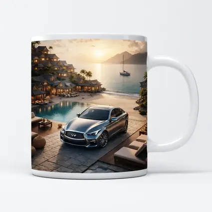 Infiniti Q50 Parked at Luxury Resort Sunset
